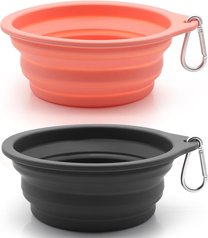 SLSON Collapsible Dog Bowl Foldable Dog Travel Water Bowls Integrated Molding No Plastic Rim Portable Pet Feeding Bowl for Walking Hiking Outdoors