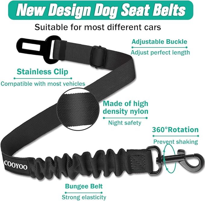 COOYOO Dog Seat Belt 3 Piece