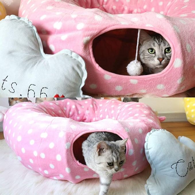 AUOON Cat Tunnel Bed with Central Mat