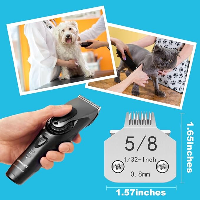 TRAH 5/8 Blade Dog Grooming Clipper Replacement Blades Compatible with Andis Dog Clippers A5, KM Blade,Size-5/8, 1/32-Inch (0.8mm) Silver