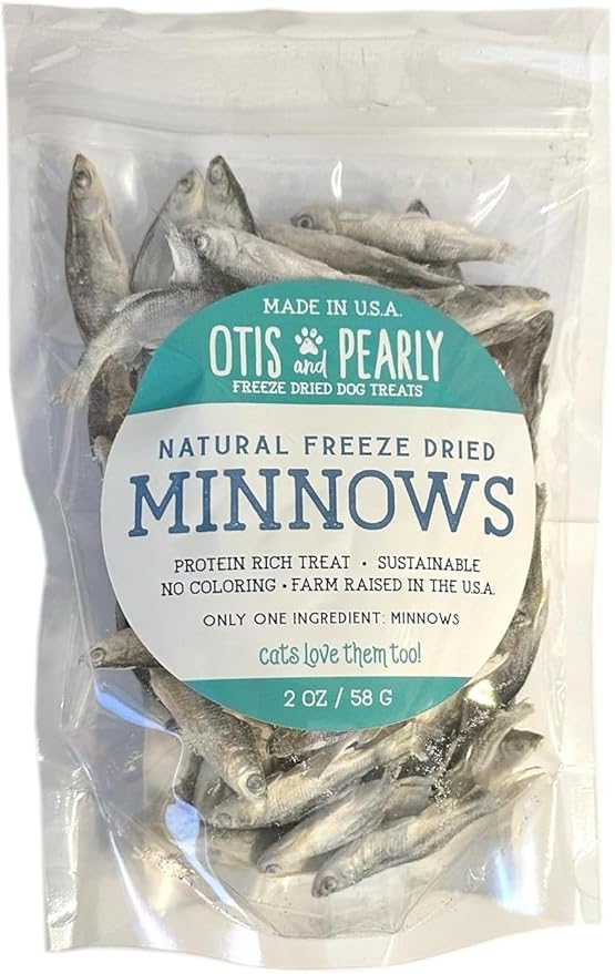 Freeze Dried Minnows Pet Treats for Dogs and Cats Only One Ingredient All Natural Healthy 2oz Made