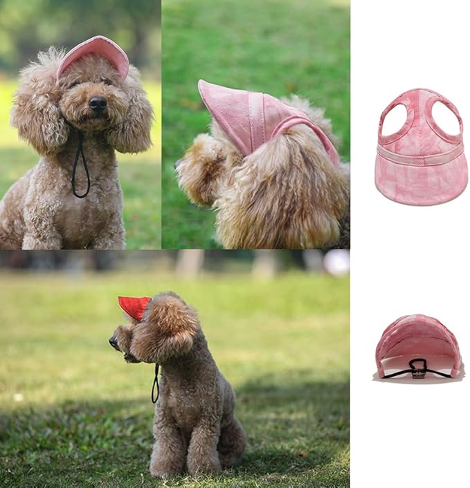 Leconpet Dog Baseball Cap Pet Hats with Big Ear Holes, Adjustable Baseball Caps for Small Medium and Large Dogs, Comfortable Pet Sun Hat with Adjustable Strap for Dogs and Cats (Navy Blue, Large)