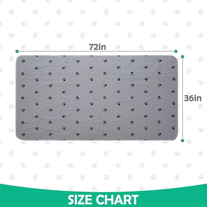 PUPTECK Washable Pee Pads for Dogs 2 Pack 36" x 72" Waterproof
