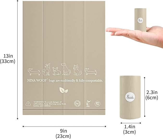 100% Certified Home Compostable and Biodegradable Dog Poop Bags D6400 & 13432 Compliant 180 Bags 12 x