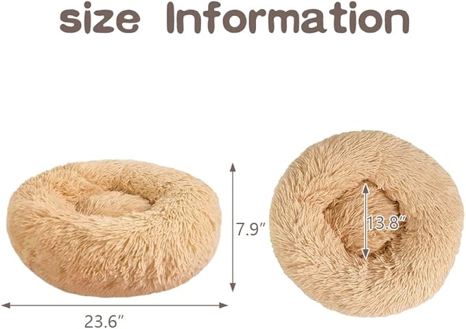 otoez Round Donut Dog Bed for Small Dogs (23.6", Oatmeal)