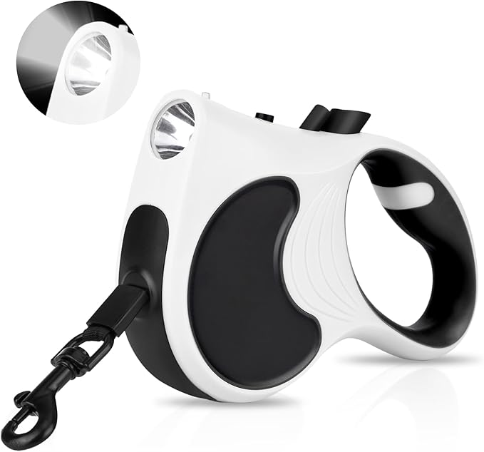 Retractable Dog Leash with Flashlight 16ft Walking Leash for Dogs up to 77lbs 360° Tangle-Free