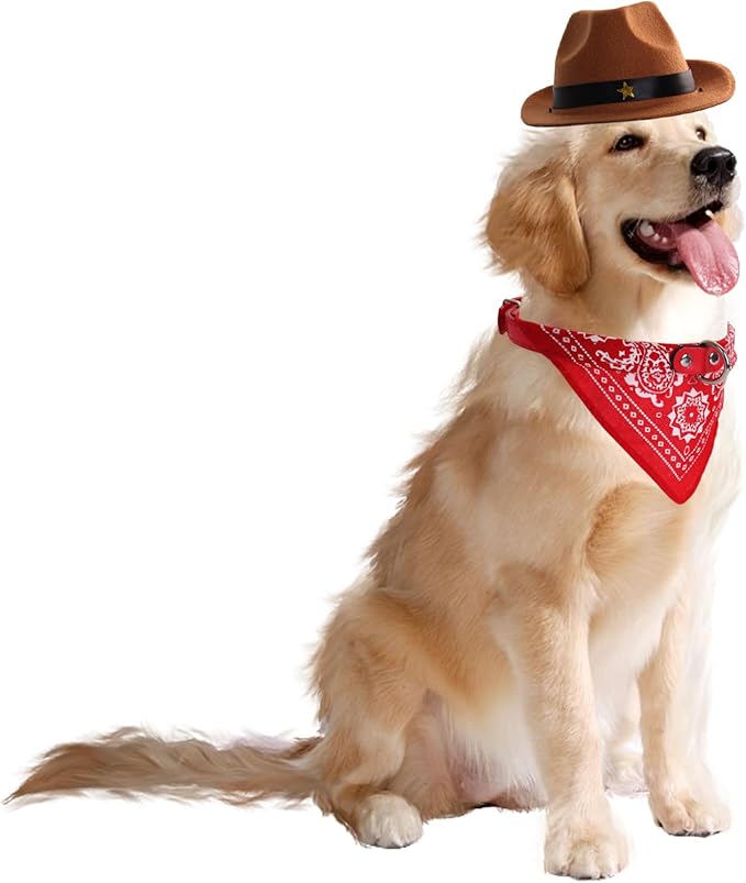 Fumwase Small Dog Cowboy Hat Pet Cowboy Costume
