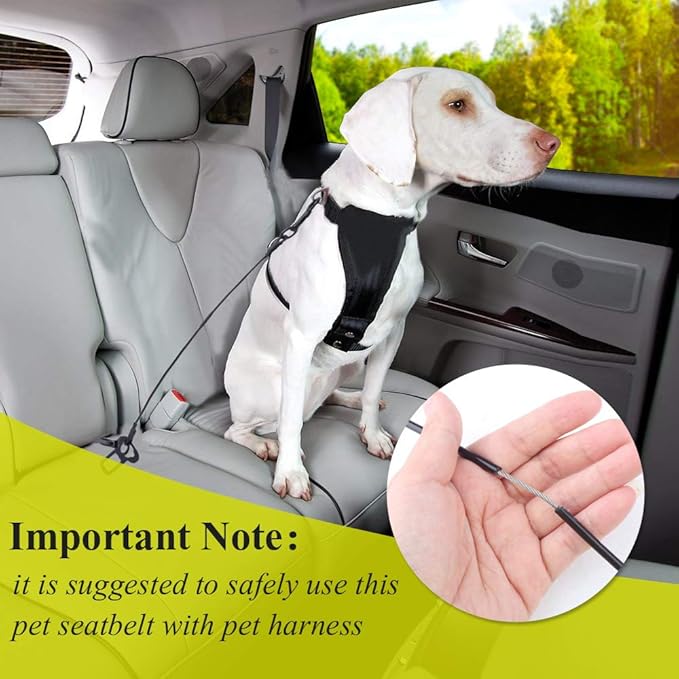 VIVAGLORY Dog Seat Belt 37", Black