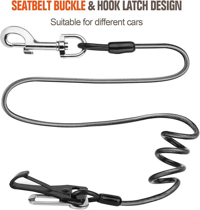 Dog Seat Belt for Car 2 in 1 Steel