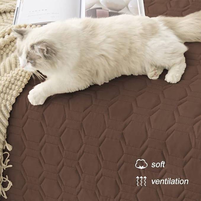 Waterproof and Anti-Slip Dog Bed Cover and Pet Blanket Sofa Pet Bed Mat ,car Incontinence Mattress Protectors Furniture Couch Cover for Most Cats Dogs Pets(52x82-Chocolate)