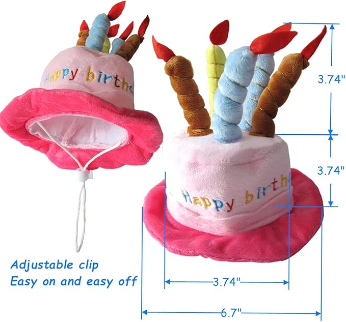 Dog Birthday Princess Tutu Dress for Small Dogs Girl + Adjustable Puppy Cat Birthday Party hat Cake Shaped (Dress+hat