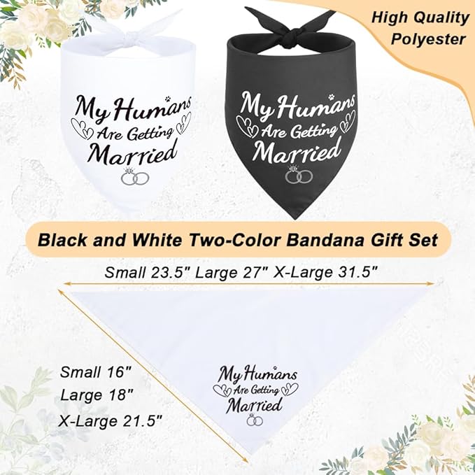 SZEE Wedding Dog Bandanas, My Humans are Getting Married Dog Bandanas for Dogs, Dog Engagement Wedding Party, Pet Wedding Photo Prop Bandana for Engagement, Gifts for Couples (White & Black, Large)