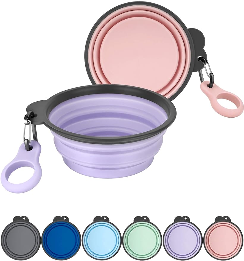 Aonkey Collapsible Dog Bowls with Bottle Carrier 2 Pack 37oz
