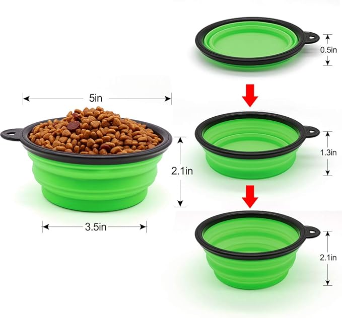 Dog Bowl Pet Collapsible Bowls 2 Pack 2 Carabiners