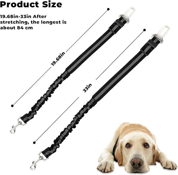 Dog Seat Belt 2PCS 19.7"-33"
