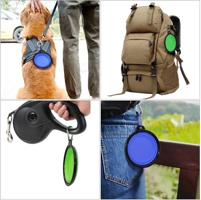 Dog Bowl Pet Collapsible Bowls 2 Pack 2 Carabiners