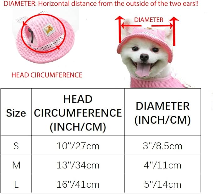 Leconpet Princess Pet Hat Dog Caps Hats with Neck Strap Adjustable Comfortable Ear Holes for Small Medium and Large Dogs in Ourdoor Sun Protection (S