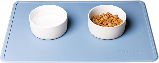 Remy+Roo Dusty Blue Silicone Dog Food Mat for Pet Bowls Waterproof-100% |