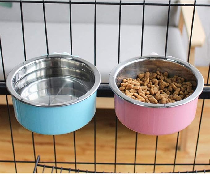 Stainless Steel Removable Pet Food Bowl 2 Set