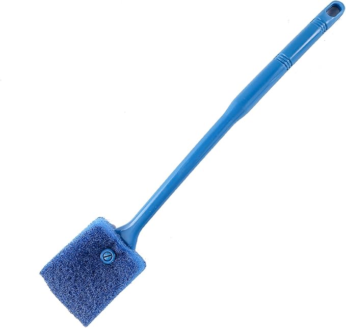 SLSON Aquarium Algae Scraper Double Sided Sponge Brush Cleaner Long Handle Fish Tank Scrubber for Glass Aquariums and Home Kitchen 15.4 inches