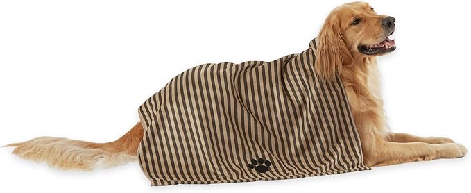 Bone Dry Pet Grooming Towel Collection Absorbent Microfiber X-Large 41x23.5", Striped