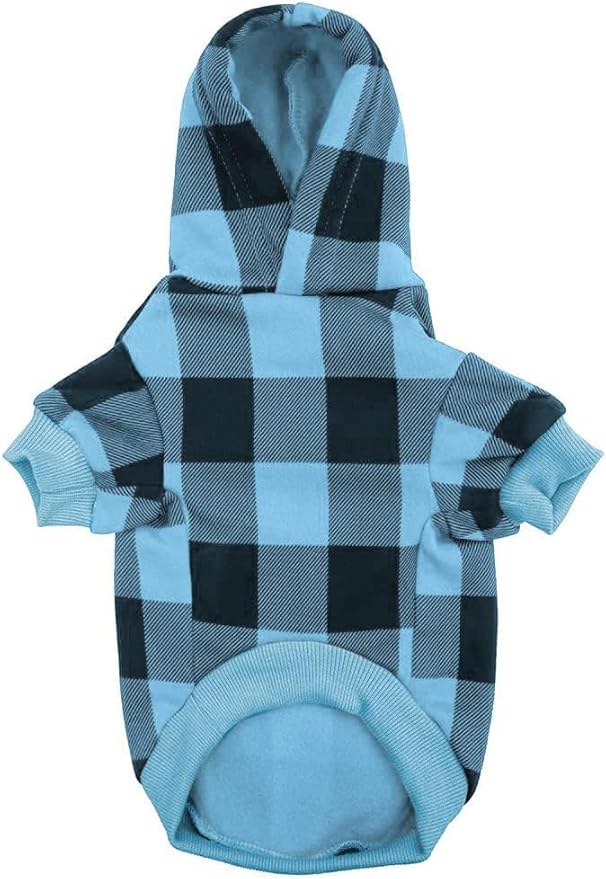 KOOLTAIL Plaid Dog Hoodie Pet Clothes Sweater with Hat and Pocket for Small Medium Large Size Dogs