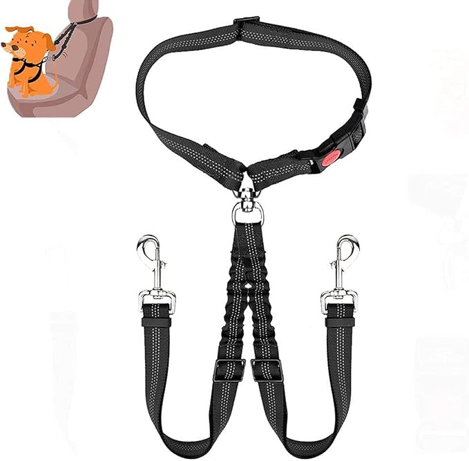 Yuehuam Dog Car Seat Belt 2023 Pet 2 Dogs, 360 Degree