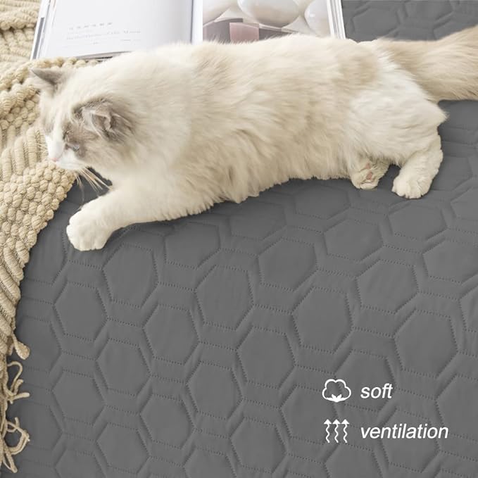 Waterproof and Non-Slip Dog Bed Cover and Pet Blanket Sofa Pet Bed Mat ,car Incontinence Mattress Protectors Furniture Couch Cover for Most Cats Dogs Pets(40x50-Dark Grey)