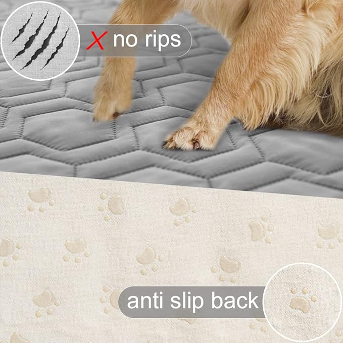 Waterproof and Non-Slip Dog Bed Cover and Pet Blanket Sofa Pet Bed Mat ,car Incontinence Mattress Protectors Furniture Couch Cover for Most Cats Dogs Pets(52x82-Light Grey)