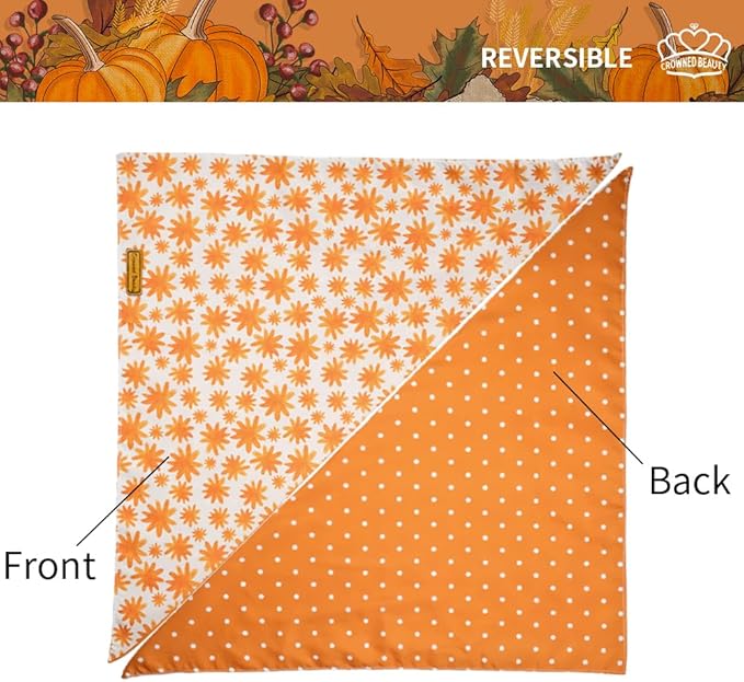 CROWNED BEAUTY Fall Dog Bandanas Reversible Small 2 Pack DB64-S