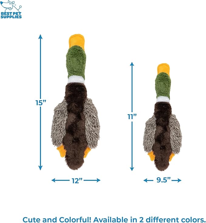 Best Pet Supplies Interactive Mallard Mates Dog Toy with Crinkle and Squeaky Enrichment for Small and Medium Breed Puppies or Dogs
