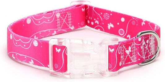 Floral Print Puppy Dog Collar for Small Medium Large Dogs Collars with Quick Release Buckle for Girls Female Dog Soft Nylon Comfortable Durable Pet Collar (NO1