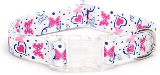 Floral Print Puppy Dog Collar for Small Medium Large Dogs Collars with Quick Release Buckle for Girls Female Dog Soft Nylon Comfortable Durable Pet Collar (NO11
