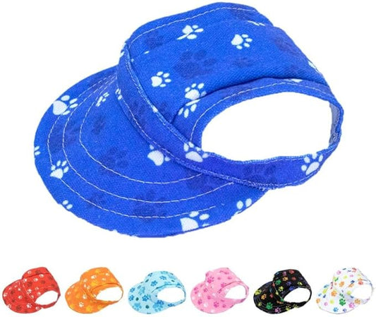 PET SHOW Dog Baseball Cap Dog Paw Print Peaked Cap Pet Sun Hats with Ear Holes Sport Hat for Small Medium Doggies Adjustable Drawstring Puppies Cats Visor Hat Girls Boys Royal Blue/M