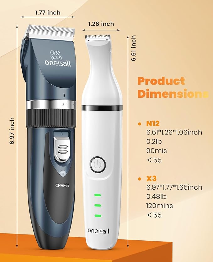 oneisall Dog Clippers and Dog Paw Trimmer Kit 2 in 1 Low