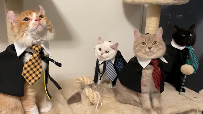 Cat Costumes 3 Piece Set with Glasses and Neckties