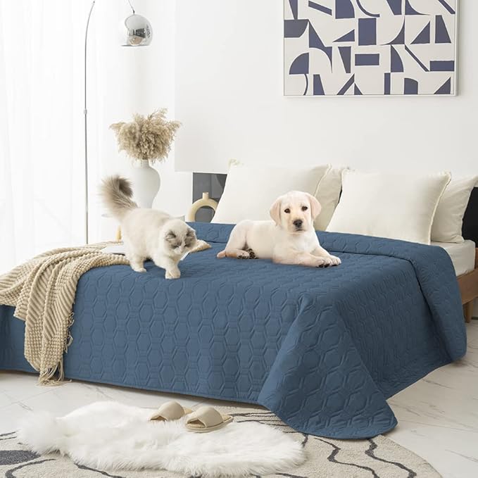 Waterproof and Non-Slip Dog Bed Cover and Pet Blanket Sofa Pet Bed Mat ,car Incontinence Mattress Protectors Furniture Couch Cover for Most Cats Dogs Pets(82x102- Navy