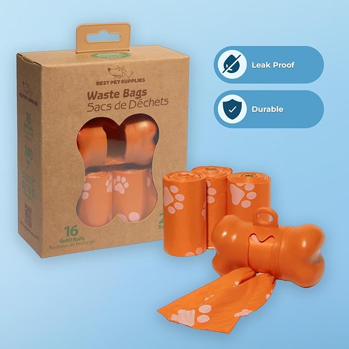 Best Pet Supplies Dog Poop Bags (240 Bags) for Waste Refuse Cleanup