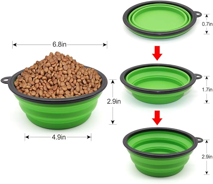 Dog Bowl Pet Collapsible Bowls 2 Pack 2 Carabiners