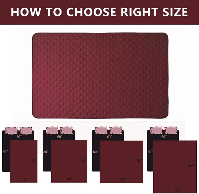 SPXTEX Dog Bed Cover Washable Pee Pads Dog Blankets for Puppy Large Dog Cat 1 Piece(68"x82",Burgundy+Chocolate)