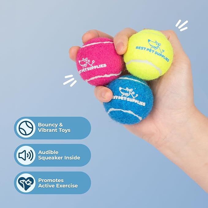 Best Pet Supplies Squeaky Tennis Toys for Dogs 8-Pack, Heavy-Duty
