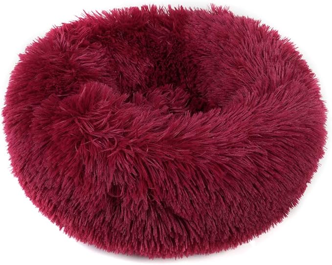 otoez Kitten Puppy Bed Extra Small XS Round Dog Cat Beds Anti Anxiety Plush Pet Calming Donut Bed with Non-Slip Waterproof Bottom (15.7", Dark
