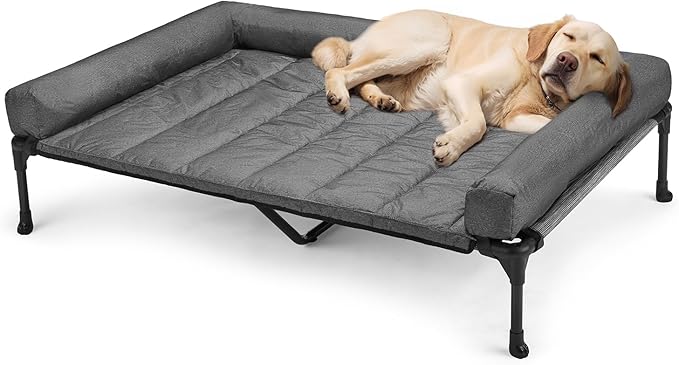 Veehoo Cooling Elevated Dog Bed + Waterproof Removable Pillow-Top Mat
