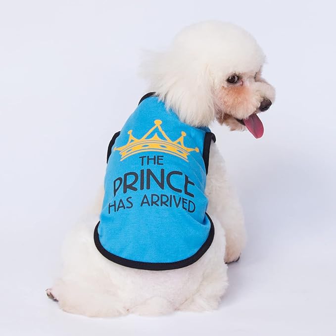 Dog Shirt 3 Pcs Summer Cotton Vests for Small Dog Cats Boy Girl (Prince, Large)