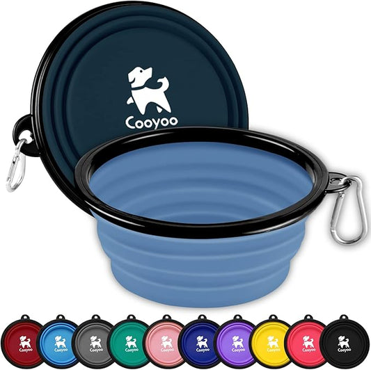 COOYOO Collapsible Dog Bowl 2 Pack 2 Carabiners