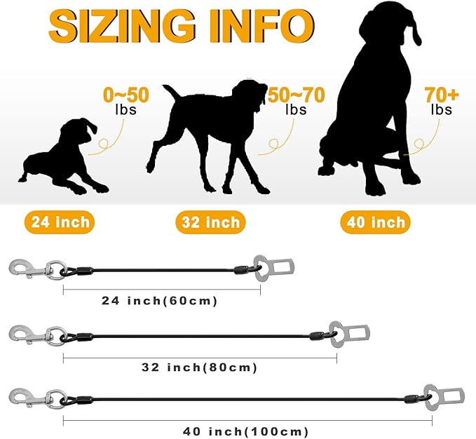 Dog Car Harnesses.Dog Car Seatbelt Made of Coated (40 inch/100