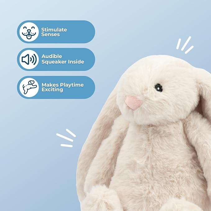 Best Pet Supplies Interactive Bunny Buddy Dog Toy with Crinkle and Squeaky Enrichment for Small and Medium Breed Puppies or Dogs