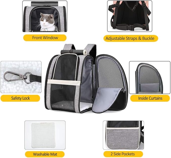 Texsens Pet Carrier Backpack with Window Blind for Small Cats Dogs