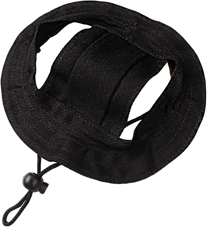 Generic Solid Dog Hat with Ear Hole Round Brim Dog Puppy Cat Sun Hat Bucket Hat Outdoor Sun Protection Pet Caps for Small Medium Cats Dogs Kitten Black Large