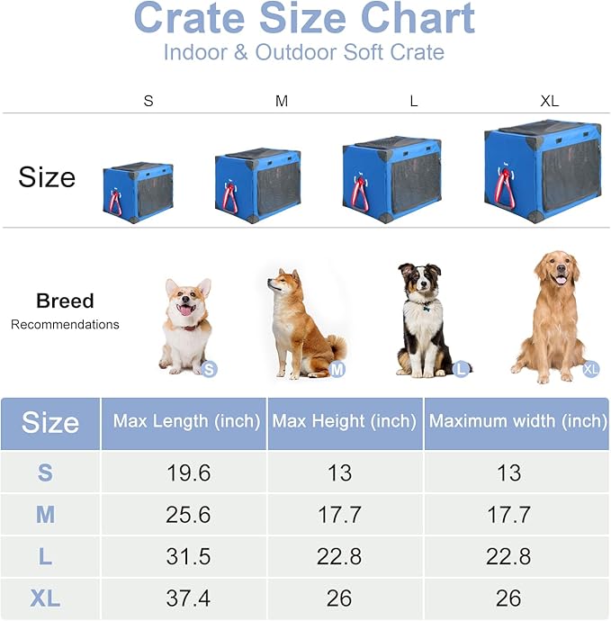 Collapsible Soft Dog Crate 25.6 x 17.7 Inch
